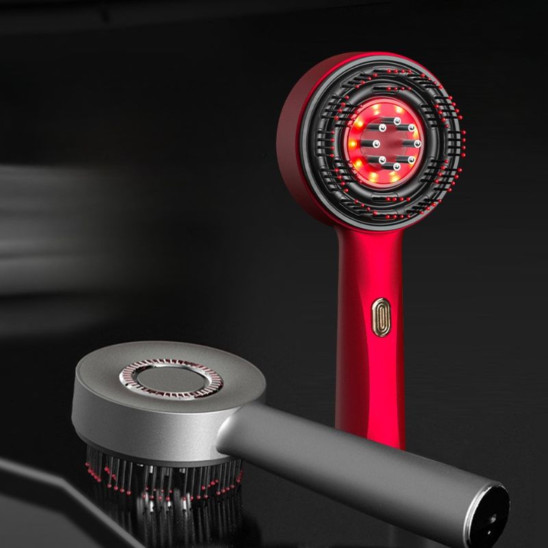Brosse massante rechargeable cuir chevelu grise