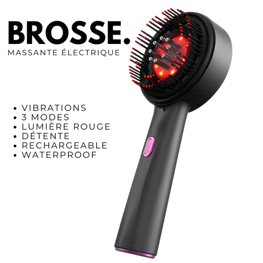 Brosse massante rechargeable cuir chevelu grise