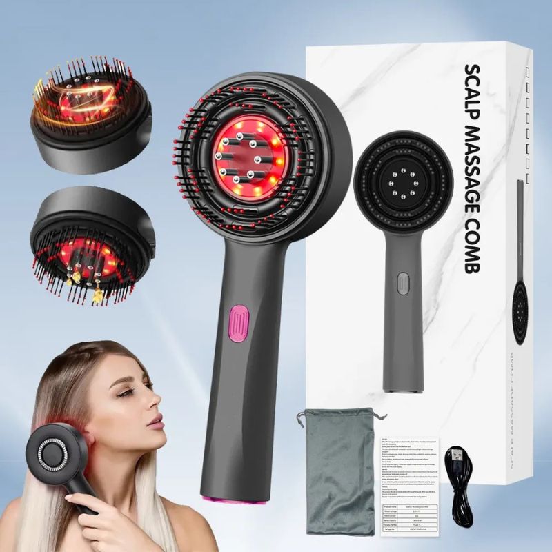 Brosse massante rechargeable cuir chevelu grise