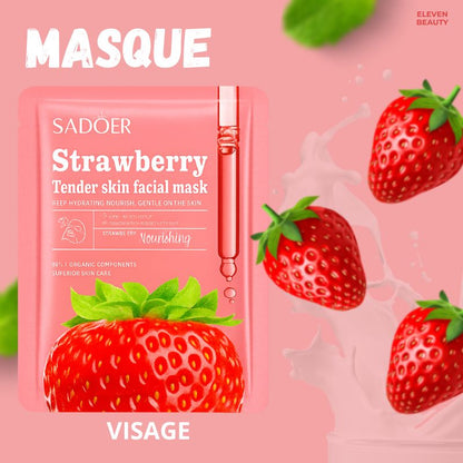 Masque tissu Fraise hydratant et éclat