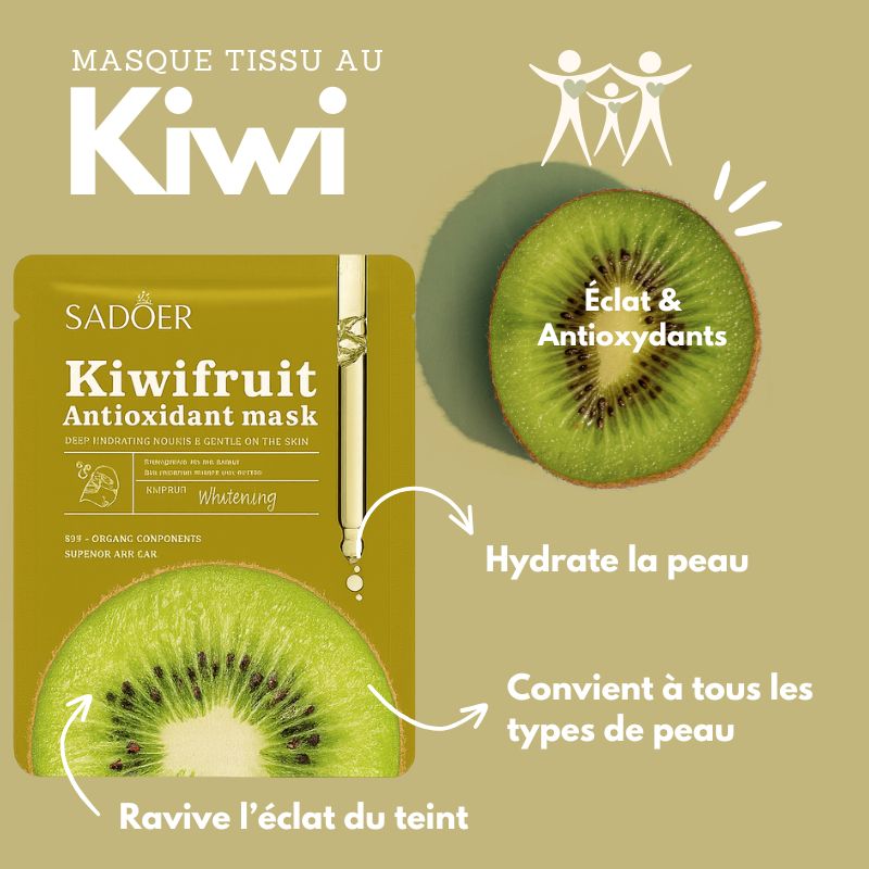Masque Tissu Kiwi Hydratant et Antioxydant