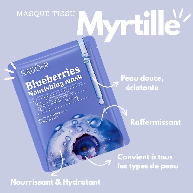 Masque tissu Myrtilles antioxydant et hydratant