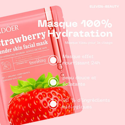 Masque tissu Fraise hydratant et éclat